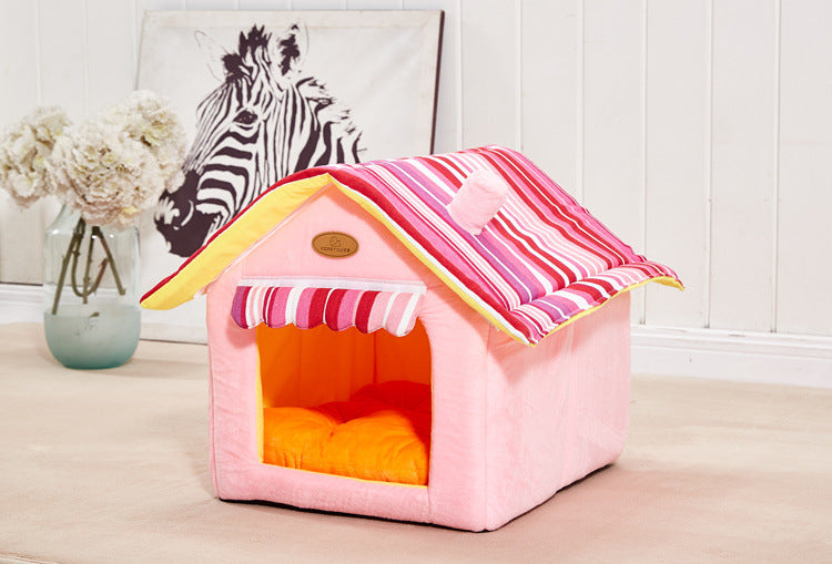 Fashion Striped House Pet Bed