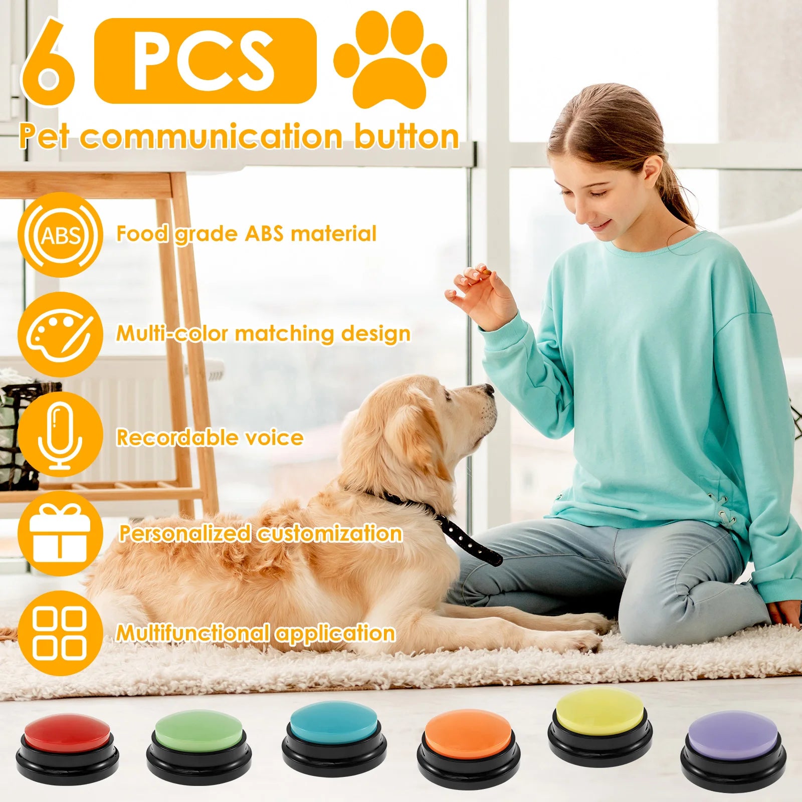 4/6 Pcs Pet Communication Training Buttons